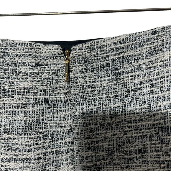 Calvin Klein Pencil Skirt Size 4 Women's Black White Metallic Tweed Fringe New - Picture 5 of 12